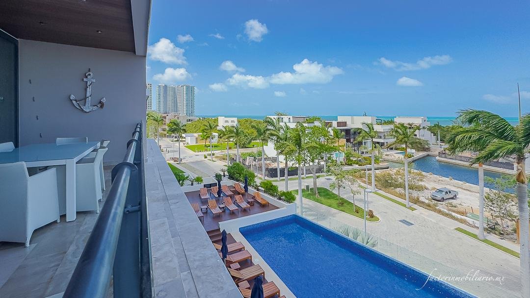 Departamento Allure Puerto Cancún de 3 Recámaras en Venta Amueblado