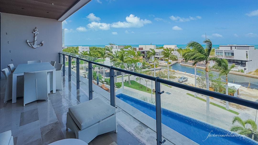 Departamento Allure Puerto Cancún de 3 Recámaras en Venta Amueblado